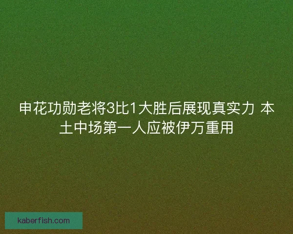 申花功勋老将3比1大胜后展现真实力 本土中场第一人应被伊万重用 申花功勋老将3比1大胜后展现真实力 本土中场第一人应被伊万重用