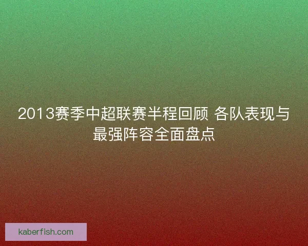 2013赛季中超联赛半程回顾 各队表现与最强阵容全面盘点