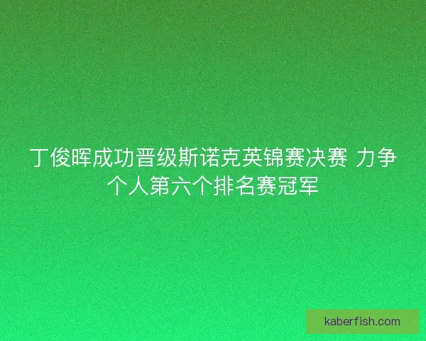 丁俊晖成功晋级斯诺克英锦赛决赛 力争个人第六个排名赛冠军