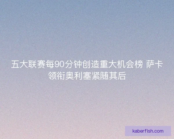五大联赛每90分钟创造重大机会榜 萨卡领衔奥利塞紧随其后