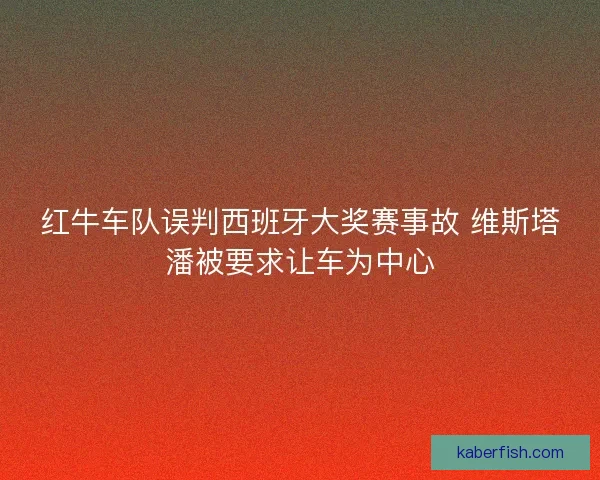 红牛车队误判西班牙大奖赛事故 维斯塔潘被要求让车为中心