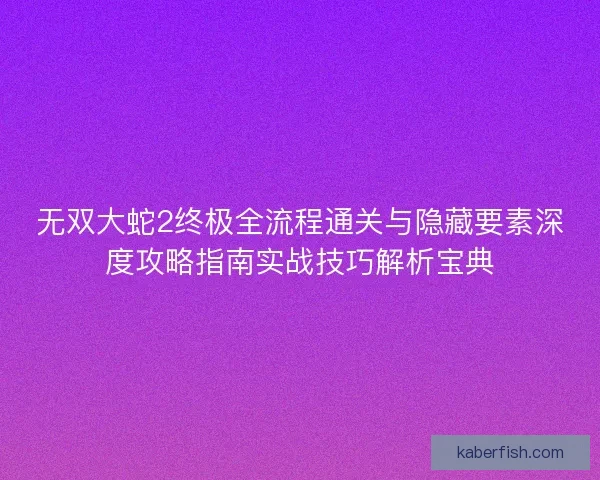 无双大蛇2终极全流程通关与隐藏要素深度攻略指南实战技巧解析宝典 无双大蛇2终极全流程通关与隐藏要素深度攻略指南实战技巧解析宝典