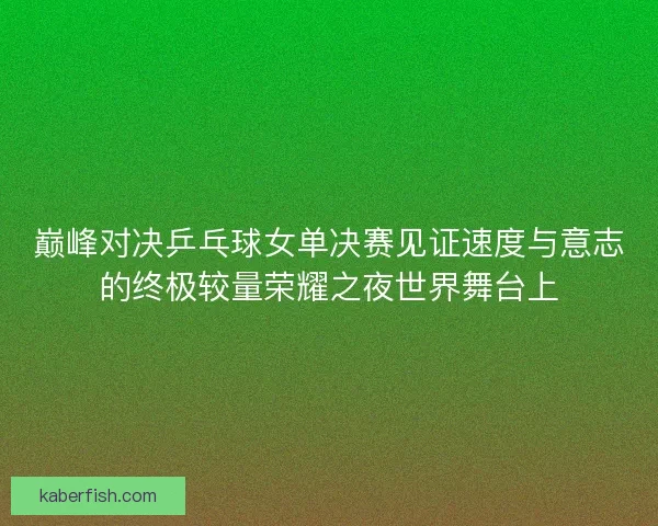 巅峰对决乒乓球女单决赛见证速度与意志的终极较量荣耀之夜世界舞台上